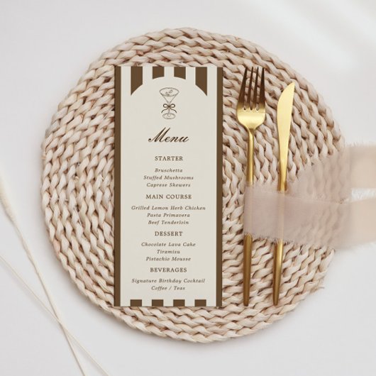 Menu Elle est un peu plus âgée Café Martini Anniversair