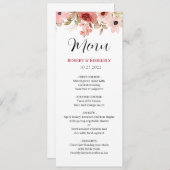 Menu ELLE Rose Fleur Élégant Mariage (Devant / Derrière)