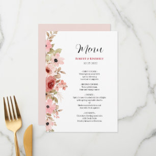 Menu ELLE Rose Fleur Élégant Mariage