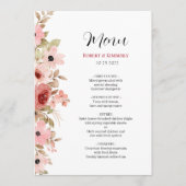 Menu ELLE Rose Fleur Élégant Mariage (Devant)