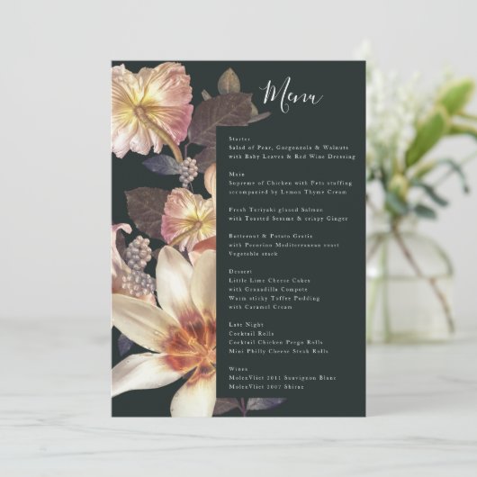 Menu Emerald Antique Vintage Wedding (Debout devant)