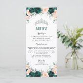 Menu Emerald Blush Floral Princess Quinceañera (Debout devant)