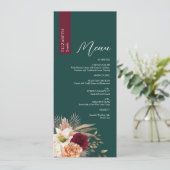 Menu Emerald Burgundy Mariage avec nom (Debout devant)