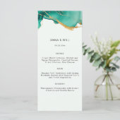 Menu Emerald Gold Turquoise Summer Beach Chic Mariage (Debout devant)