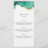 Menu Emerald Gold Turquoise Summer Beach Chic Mariage (Devant)
