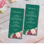Menu Emerald Green Bourgogne Floral Mariage