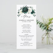 Menu Emerald Green Eucalyptus Blanc Floral Mariage (Debout devant)