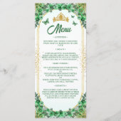 Menu Emerald Green Gold Parties scintillant Floral Quin (Devant)