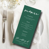 Menu Emerald Green Mariage de forêt