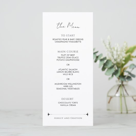 Menu Emerald Green Romantic Floral Wedding (Debout devant)
