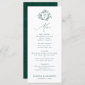 Menu Emerald Greenery Mariage botanique Vintage (Devant / Derrière)