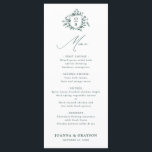 Menu Emerald Greenery Mariage botanique Vintage<br><div class="desc">Elégante verdure émeraude menu mariage botanique vintage avec d'élégantes fleurs d'aquarelle verte et des feuilles. Veuillez me contacter pour toute aide sur la personnalisation ou si vous avez besoin d'un autre produit avec ce design.</div>