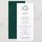 Menu Emerald Greenery Mariage botanique Vintage (Devant / Derrière)