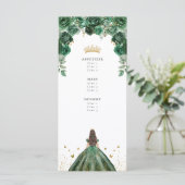 Menu Emerald Quinceañera Floral Faux Foil (Debout devant)