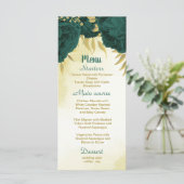 Menu Emerald vert fleurs or feuille mariage (Debout devant)