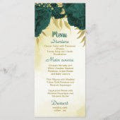Menu Emerald vert fleurs or feuille mariage (Devant)