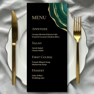 Menu Émeraude vert agate noir