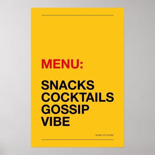 MENU : EN-CAS – Affiche drôle pour la cuisine (Devant)