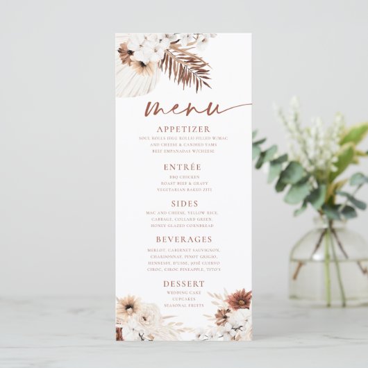 Menu en herbe des pampas boho (Debout devant)