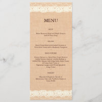 Menu en ivoire de toile de jute de dentelle et de