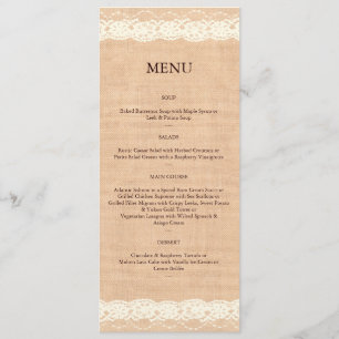 Menu en ivoire de toile de jute de dentelle et de