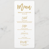 Menu en lettres de mariage d'or de main chic (Devant)