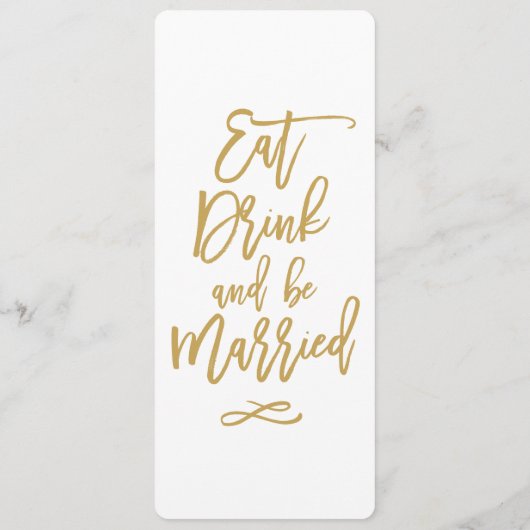 Menu en lettres de mariage d'or de main chic (Dos)