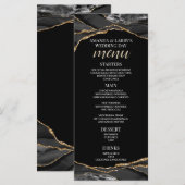 Menu en marbre d'agate noir et or (Devant / Derrière)