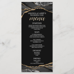 Menu en marbre d'agate noir et or
