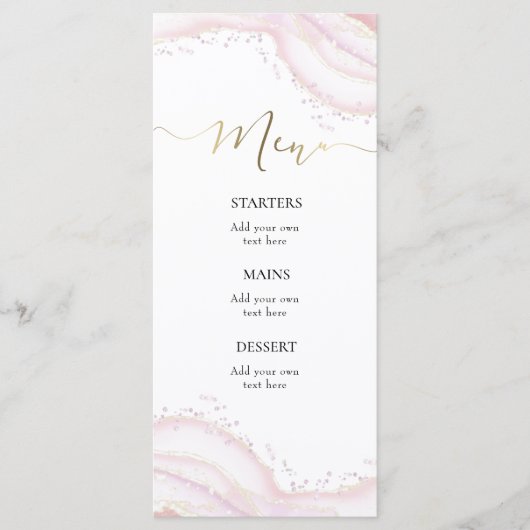 Menu en marbre rose aquarelle (Devant)