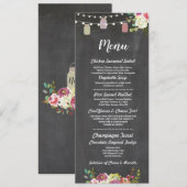Menu en pots Mariage Réception Rustique Craie Flor (Devant / Derrière)
