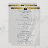 Menu en soie blanc de mariage de rouleau d'or de (Devant / Derrière)
