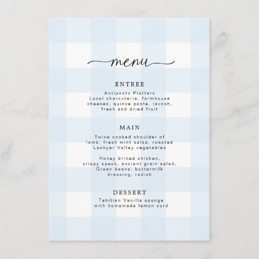 Menu En vichy bleu (Devant)