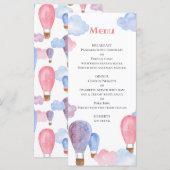 Menu enfant ballon à air menu enfant anniversaire  (Devant / Derrière)