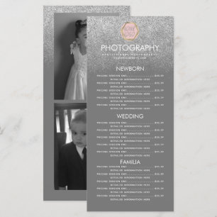 Menu Entreprise de photographie Logo Gris Pailleté Arge