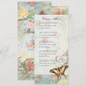 Menu Épouser floral de fleurs de tulipe rose de pivoine (Devant / Derrière)