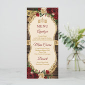 Menu Espagnol Bourgogne Floral Russe Bois Mis Quince (Debout devant)