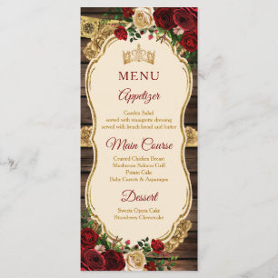 Menu Espagnol Bourgogne Floral Russe Bois Mis Quince