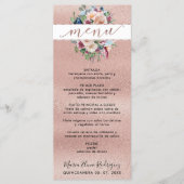 Menu Espagnol, Rose Gold Pastel Floral Quinceañera (Devant)