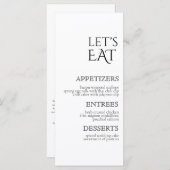 Menu et Carte de remerciements Mariage simple clas (Devant / Derrière)