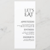 Menu et Carte de remerciements Mariage simple clas (Devant)