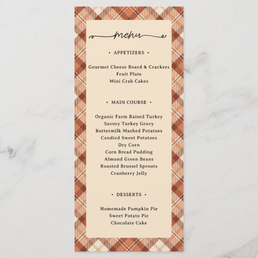 Menu et carte de table double face pour la fête d' (Dos)