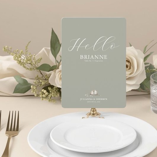 Menu et carton de placement pour invité de mariage