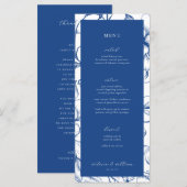 Menu et Merci Floral bleu Mariage (Devant / Derrière)