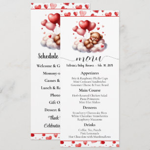 Menu et programme de Baby Shower pour l'ours de la