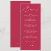 Menu été rouge magenta classique Calligraphie (Devant / Derrière)