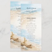 Menu Eterntal Tides Coastal Watercolor Beach Wedding (Devant / Derrière)