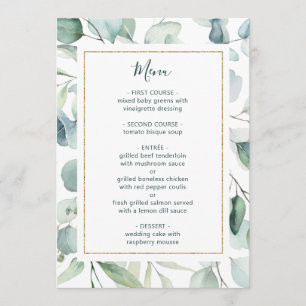 Menu Ethereal Eucalyptus Gold Frame Mariage