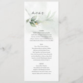 Menu Ethersage vert eucalyptus mariage moderne (Devant)