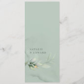 Menu Ethersage vert eucalyptus mariage moderne (Dos)
